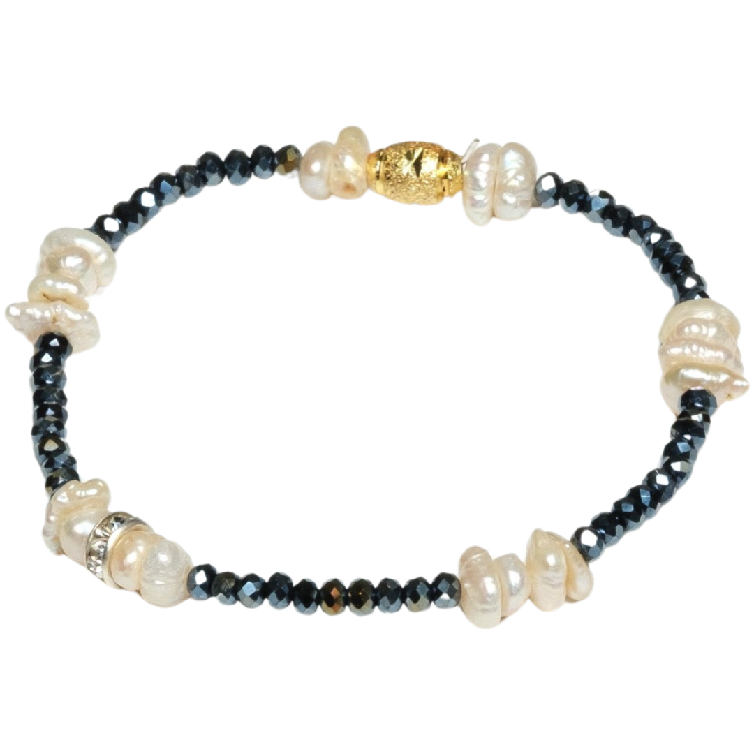 Midnight Pearl Elegance Bracelet